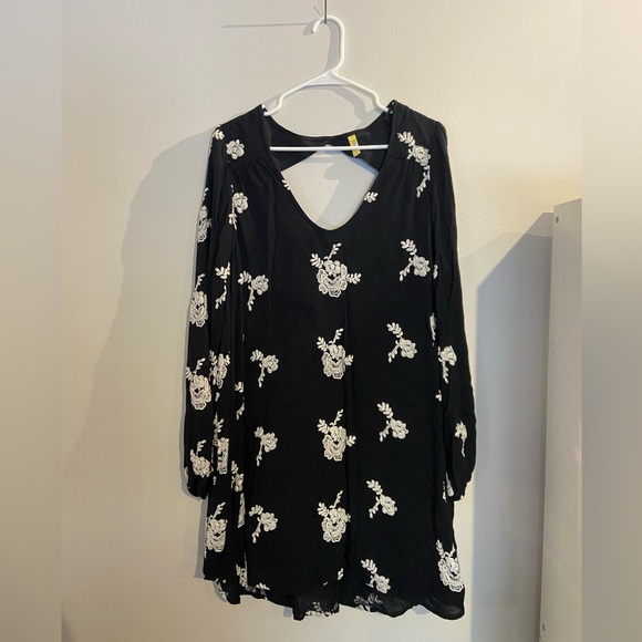 free people austin mini dress Free People Womens Austin Mini Dress Small?Purple Floral Embroidered Long Sleeve